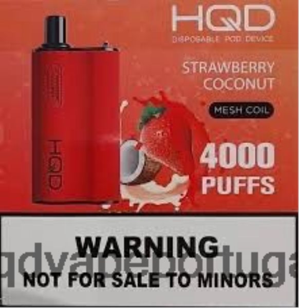 HQD Vape Portugal - HQD BOX 4000 baforadas H4P8VT112 coco de morango