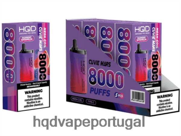 HQD Vape Lisbon - HQD CUVIE MARS descartável H4P8VT243 melancia de framboesa