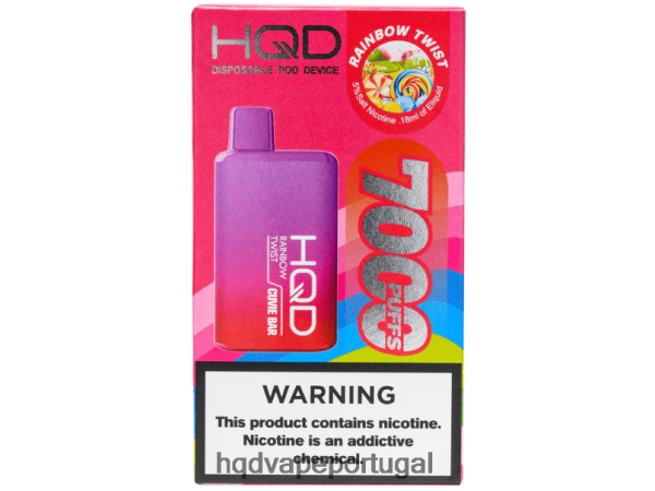 HQD Vape Portugal - HQD CUVIE BAR descartável H4P8VT242 torção do arco-íris