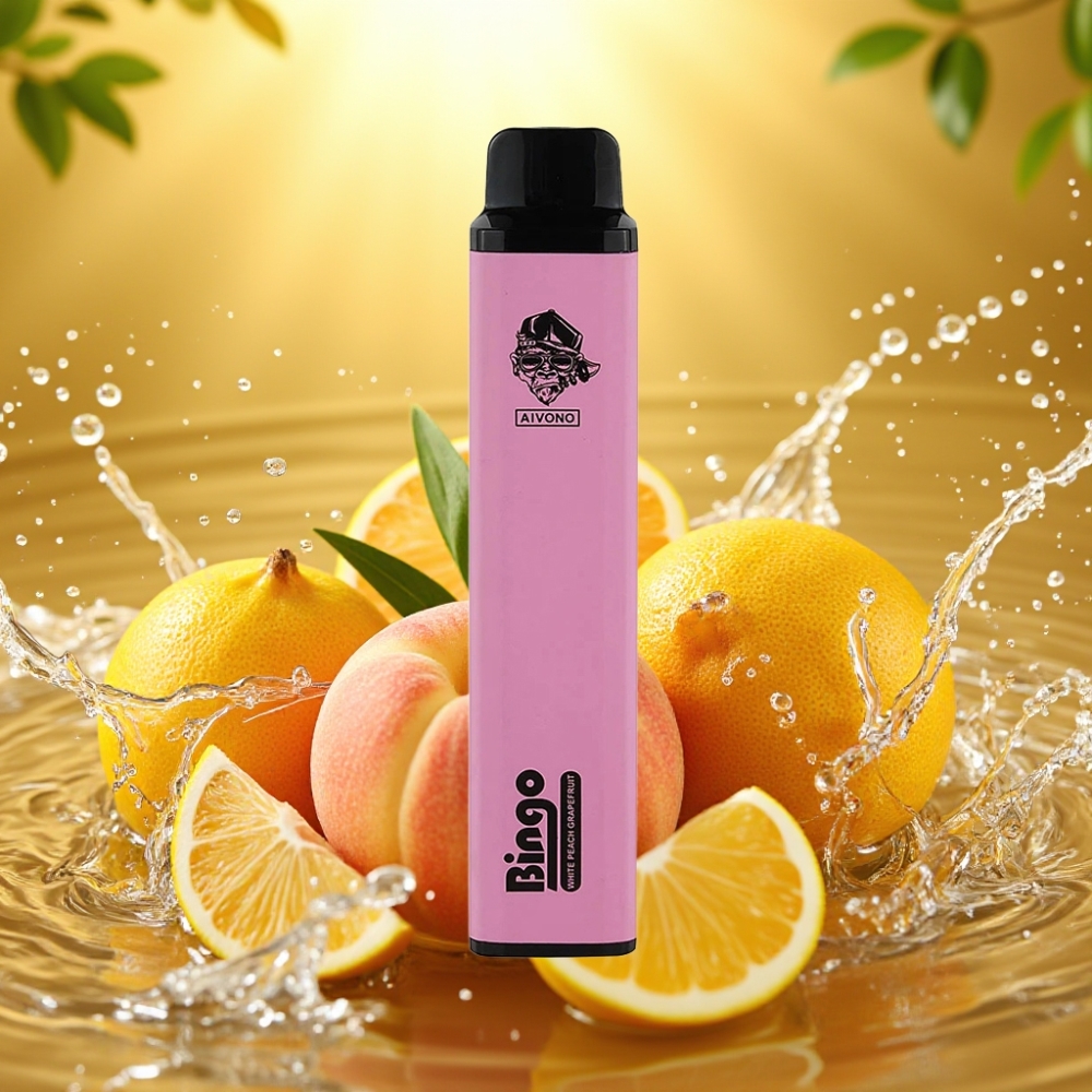 Aivono Aim Bingo 4000 Puffs Recarregável 10mL Pêssego Branco Toranja