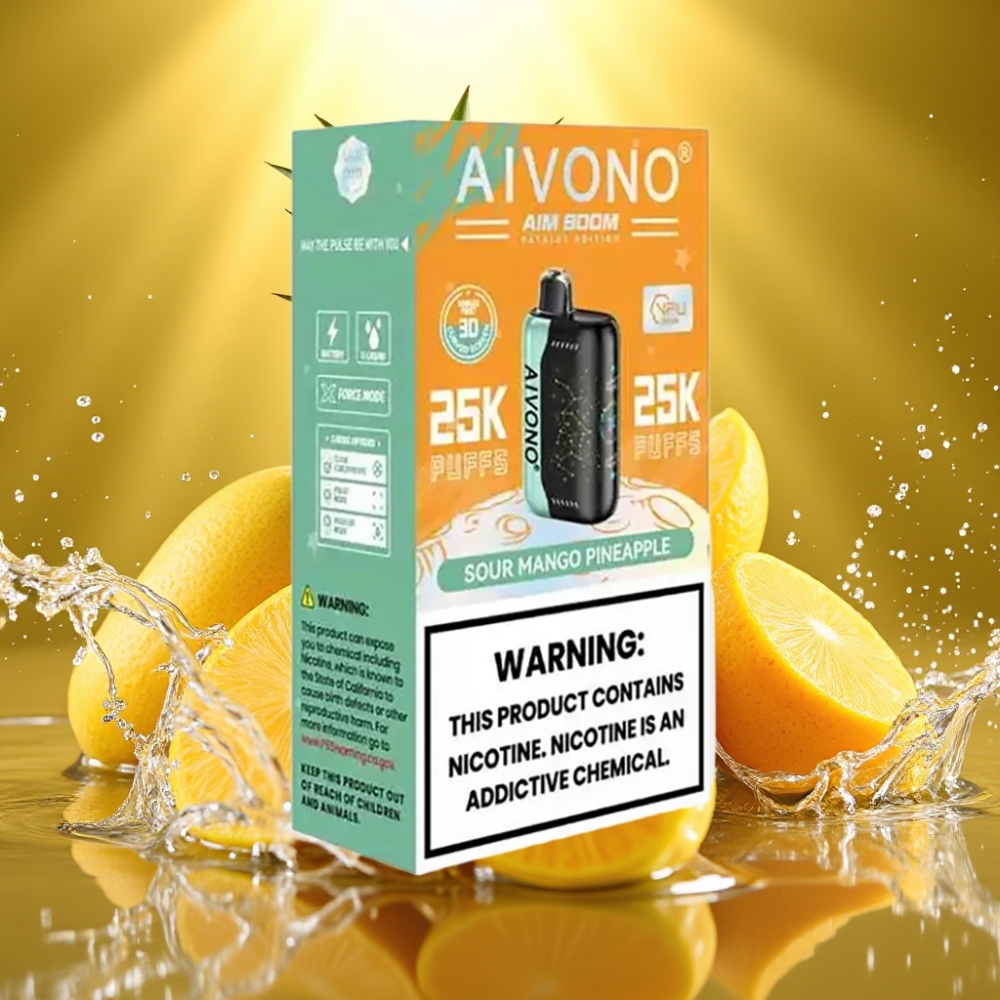 Aivono AIM BOOM 25000 Puffs 0-5% Nicotine 28ml 650mAh Tipo-C Manga Azedo Abacaxi