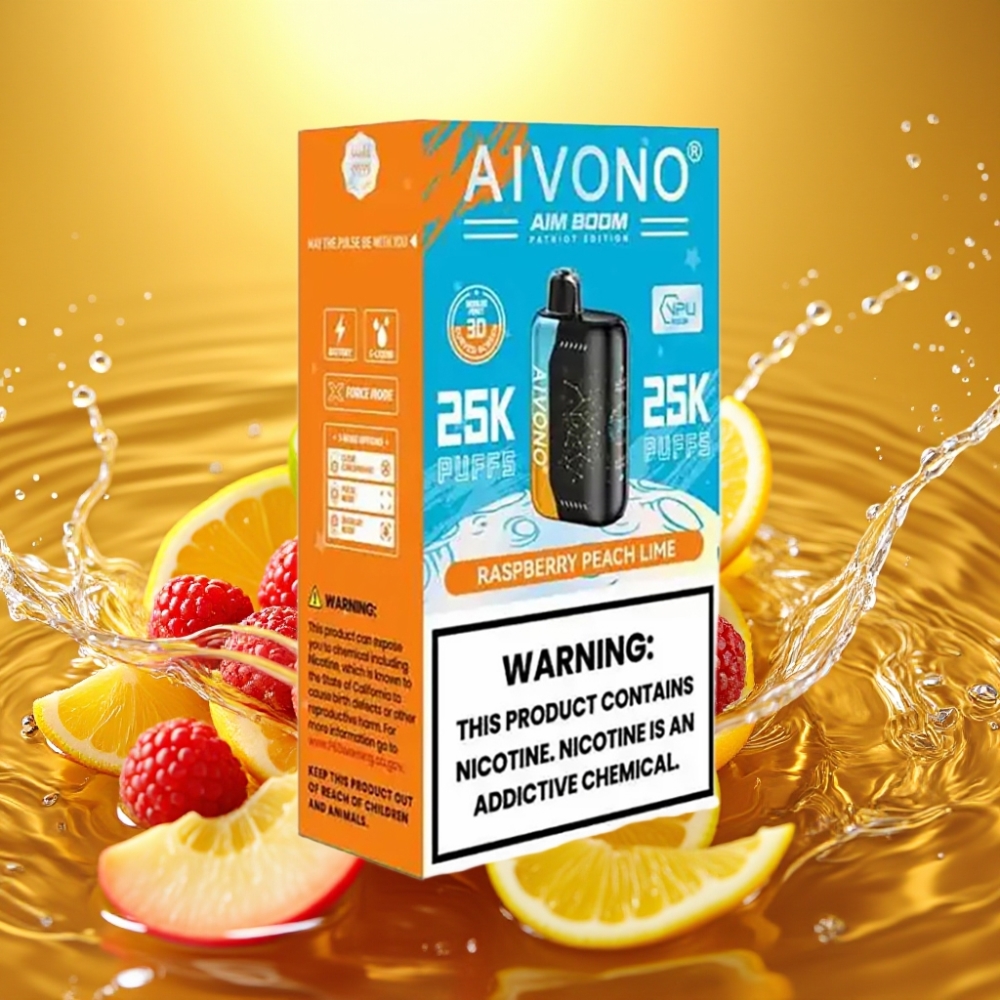 Aivono AIM BOOM 25000 Puffs 28ml 650mAh 1.2ohm Framboesa Pêssego Lima