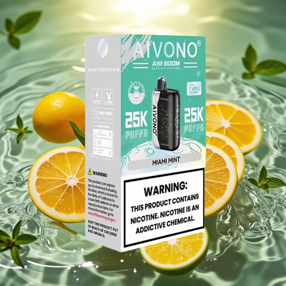 Aivono Aim Boom 25000 Puffs 0-5% Nicotina 28ml 650mAh Tipo-C Menta Miami