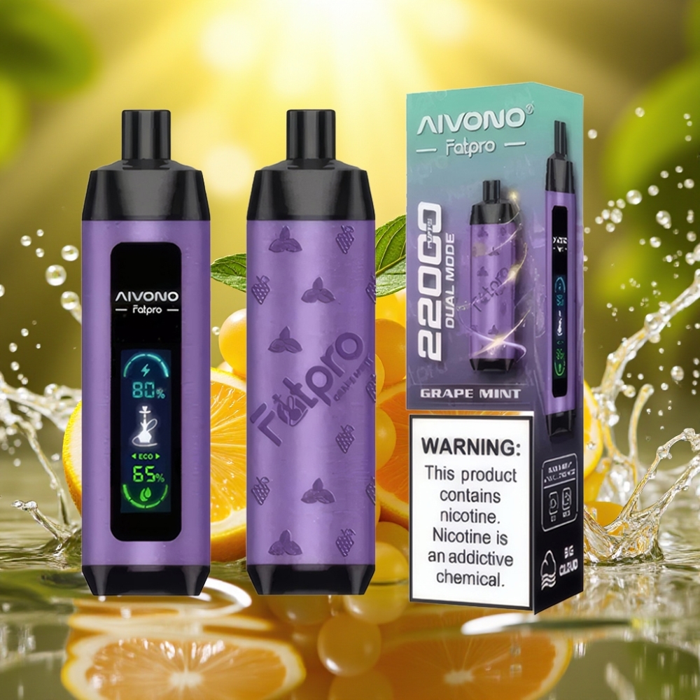 Aivono Aim Fatpro 22000 Puffs 28ml 600mah 0.6ohm Eco/Boost Dual Modes Uva Hortelã