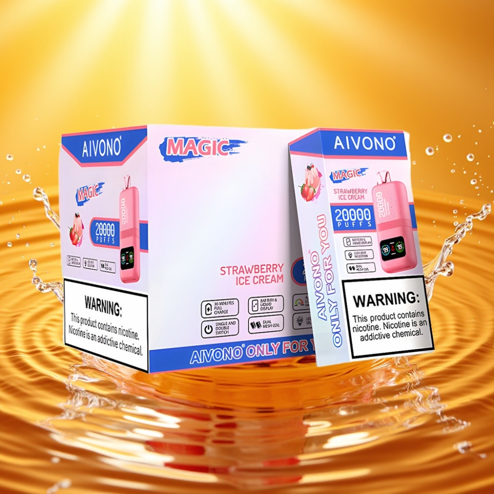 Aivono AIM MAGIC 20000 Puffs 26ml LCD Tipo-C Recarregável Morango Sorvete