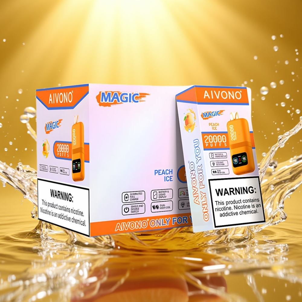 Aivono AIM MAGIC 20000 Puffs 26ml Tipo-C Recarregável LCD Gelo de Pêssego