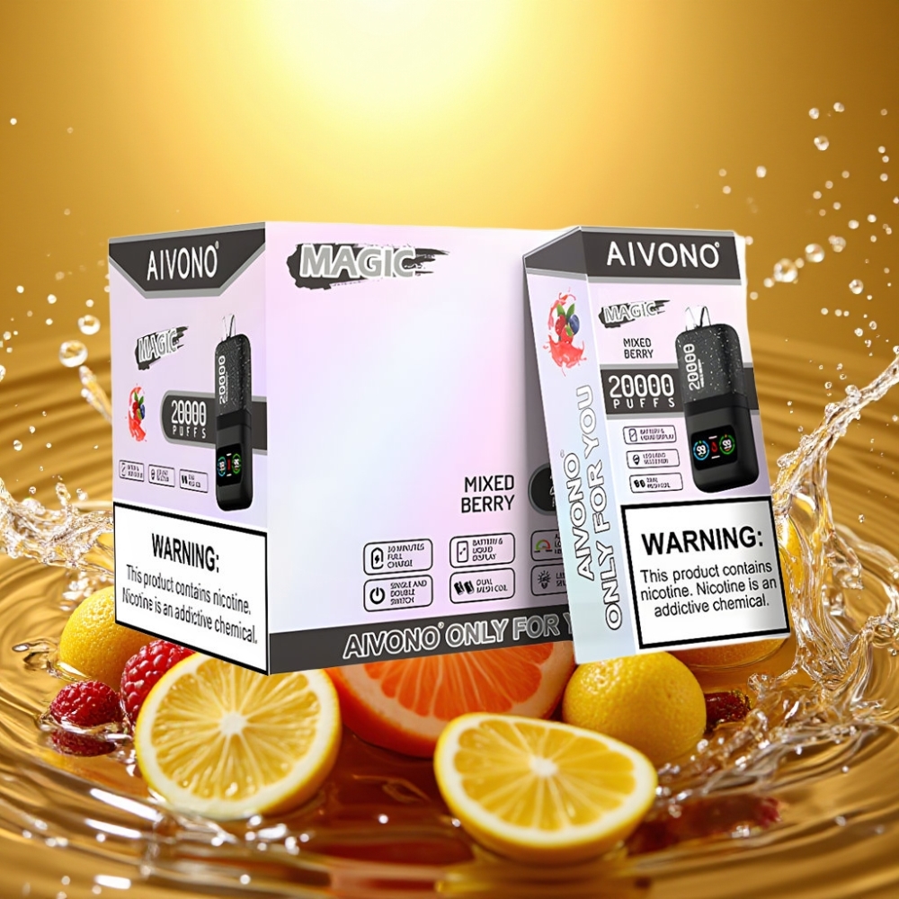 Aivono AIM MAGIC 20000 Puffs Recarregável Tipo-C Tela LCD Misto de Frutas