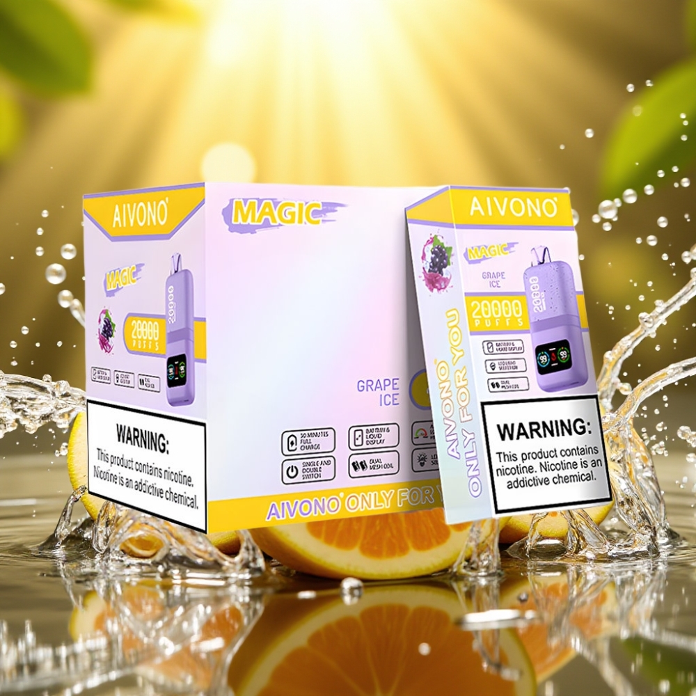 Aivono Aim Magic 20000 Puffs 26ml Tipo-C Recarregável LCD Gelo Uva