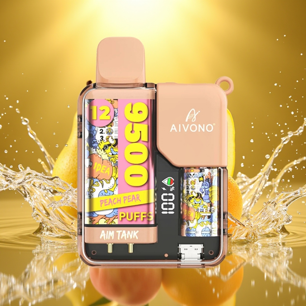 Aivono AIM-TANK 9500 Puffs 18ml 650mAh LCD 1.2ohm Pêssego Pêra