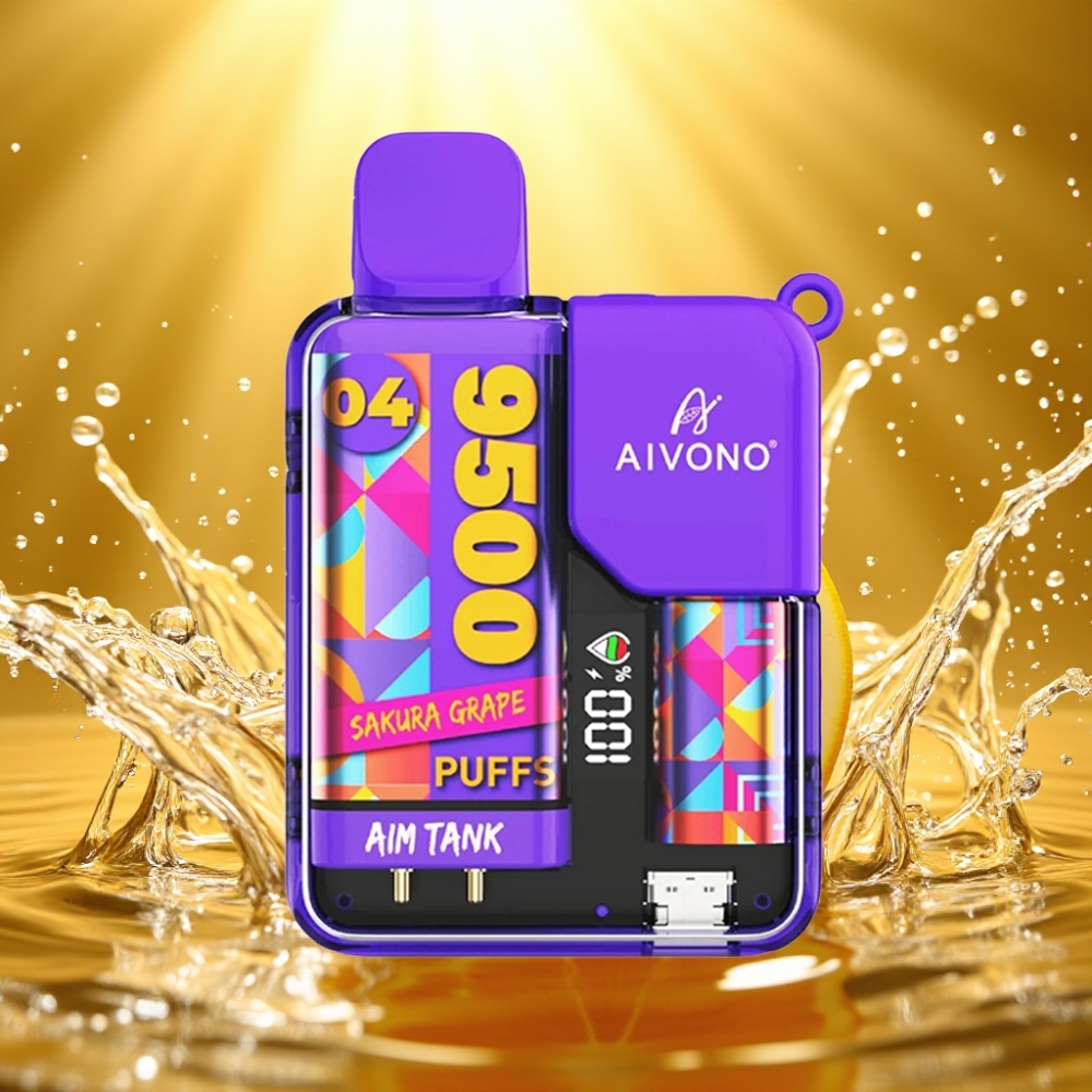 Aivono AIM-TANK 9500 Puffs distributor Portugal 18ml 650mAh LCD 1.2ohm Uva Sakura