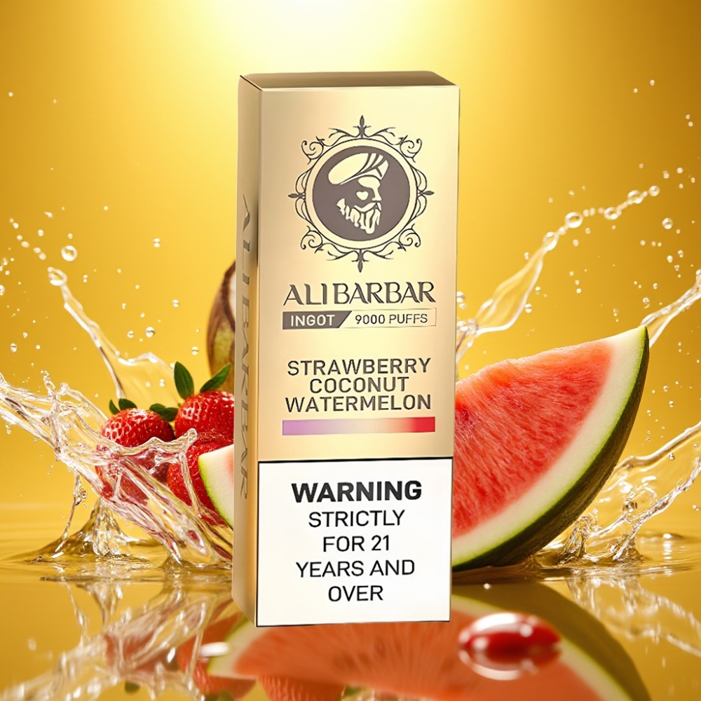 Alibarbar Ingot 9000 Puffs 22ml 2350mAh LED Morango Coco Melancia
