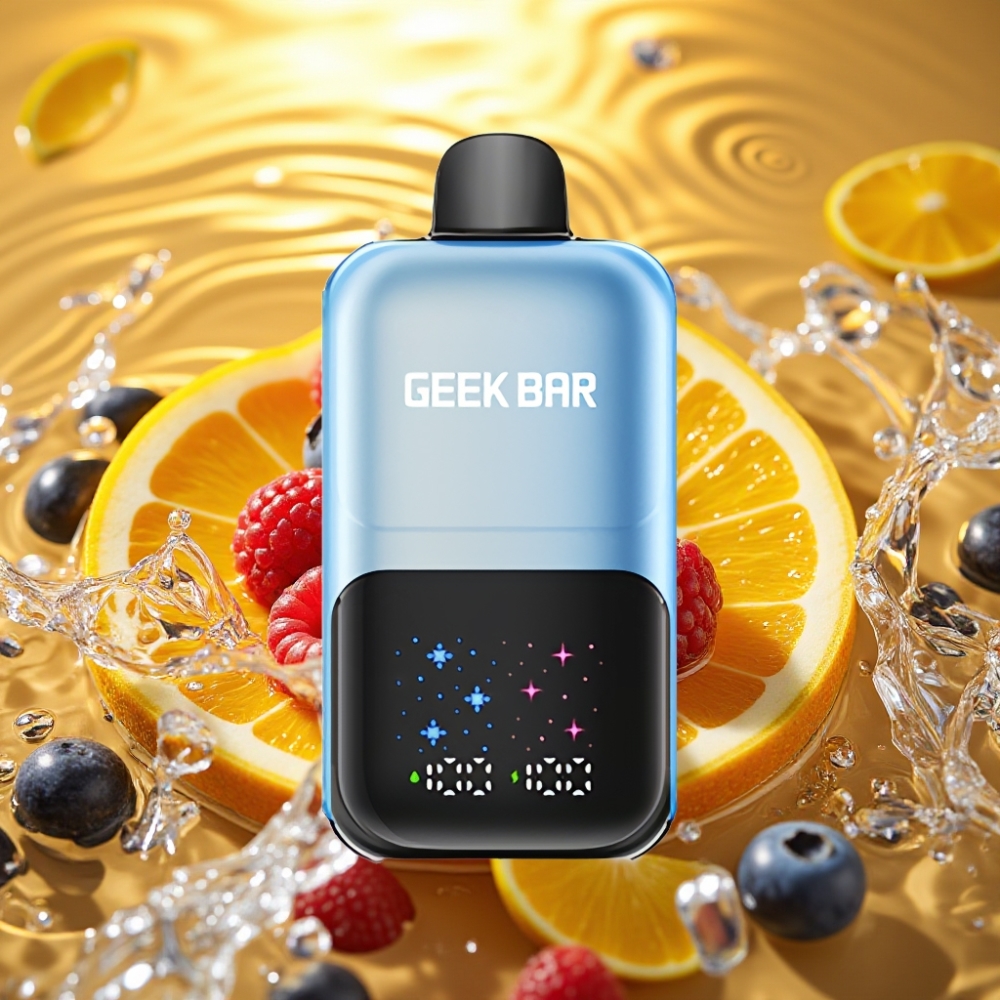 GEEK BAR 2GO Dupla Série 50000 Puffs Tela Interativa Níveis Ajustáveis Bateria Recarregável Mirtilo Framboesa Gelo