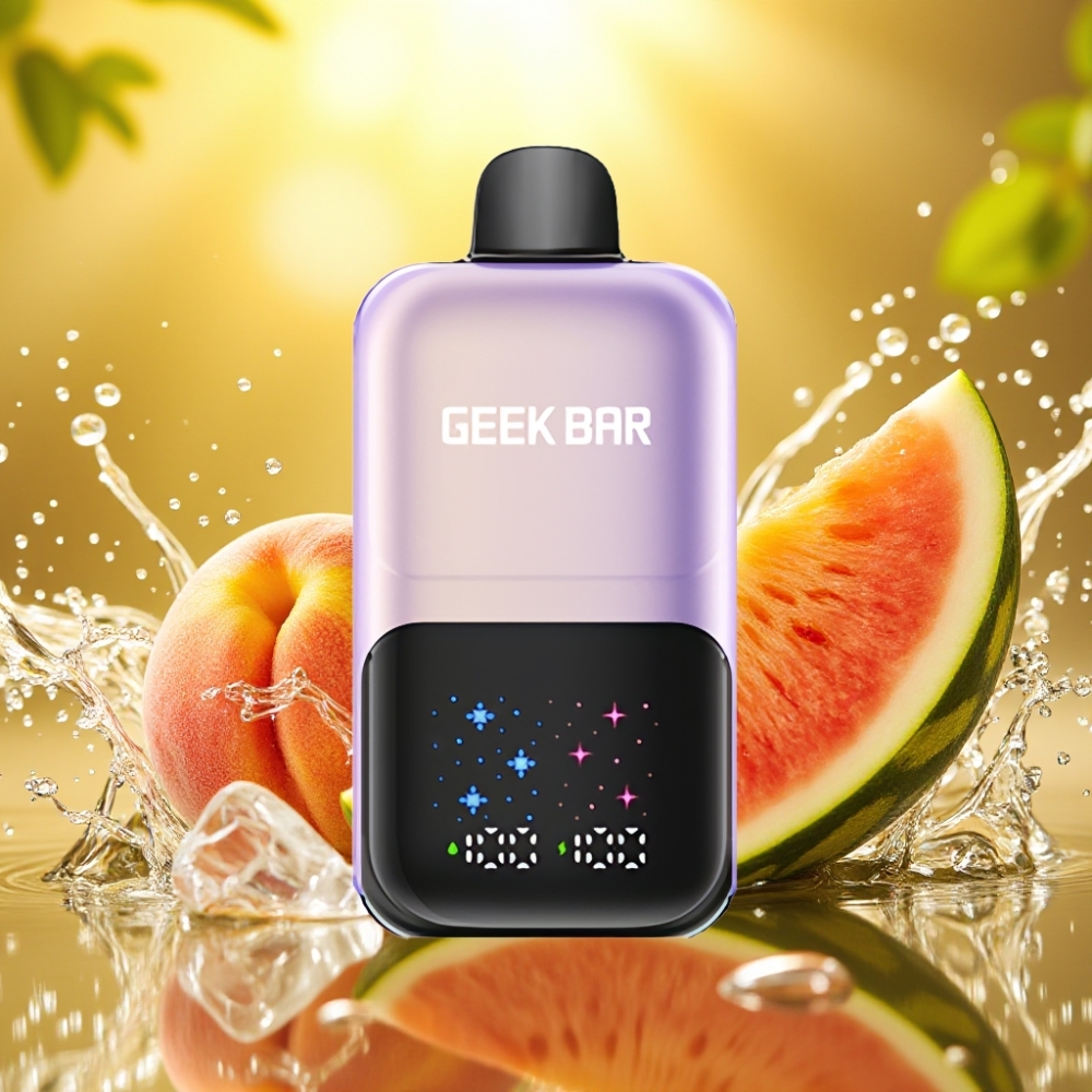 GEEK BAR 2GO Série Two 50000 Puffs 20ml Duplo Tanque Tela Interativa 5% Nic Sabor Pêssego Manga Melancia Ice