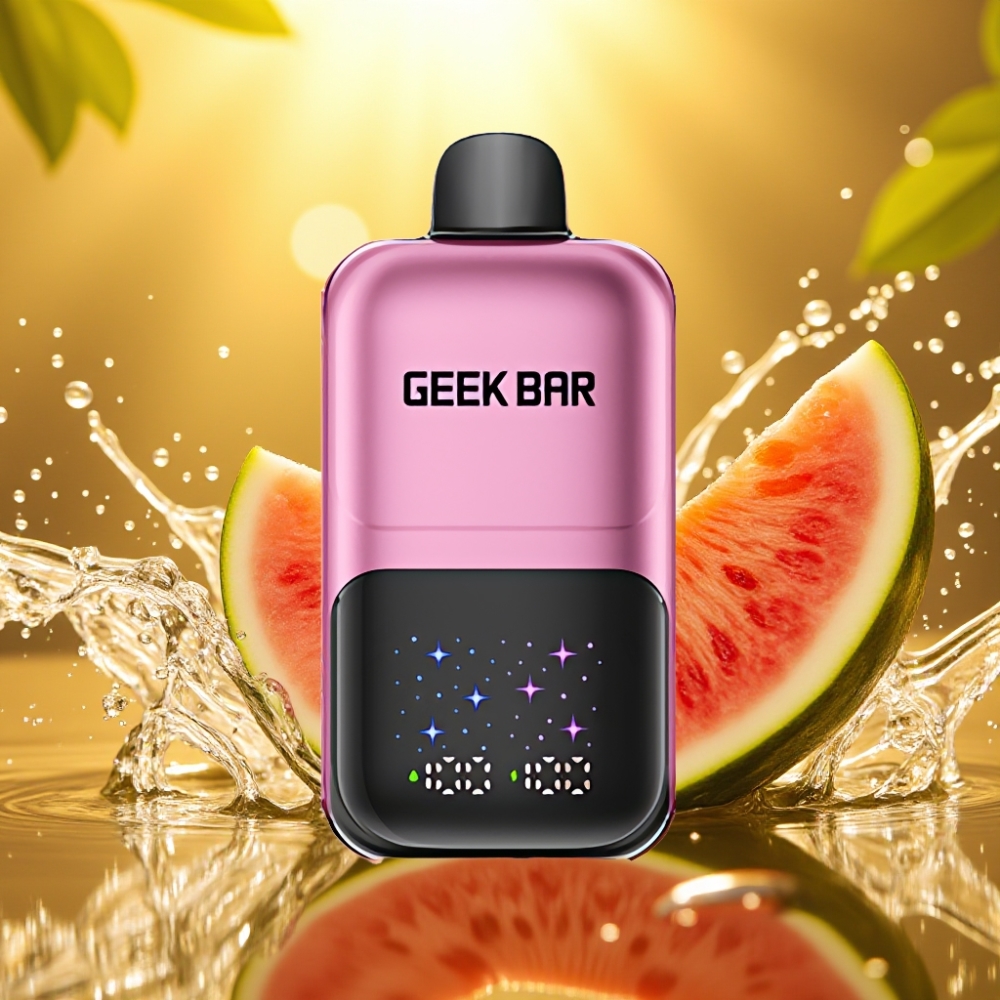 GEEK BAR 2GO Série Two 50000 Puffs 20ml Tela Interativa Dual Tank 5% Nic Sal Rechargeable Pêssego & Melancia