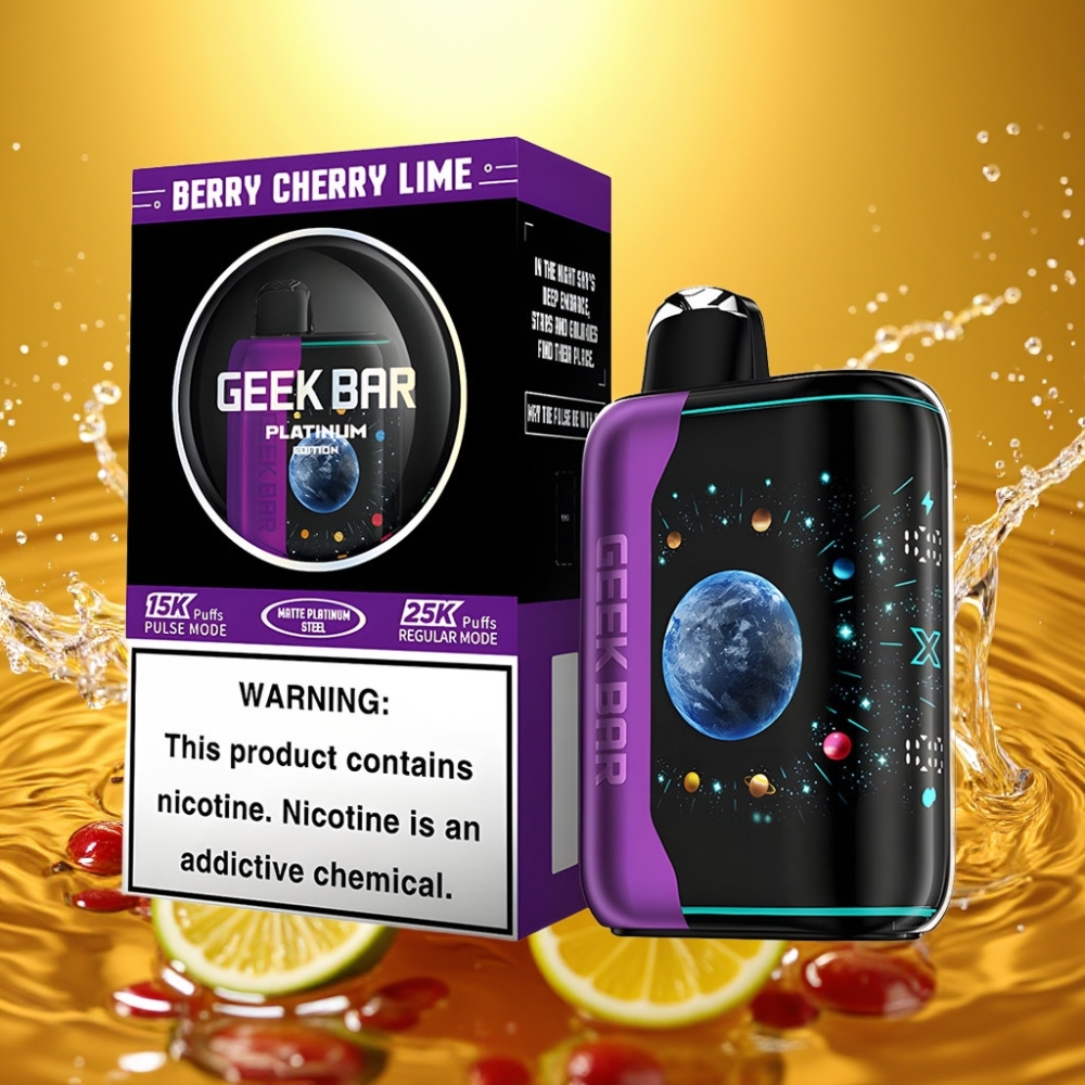 GEEK BAR Platinum Edition 25000 Puffs 20mL 2% Nicotina Sabor Frutas Vermelhas Cereja Limão