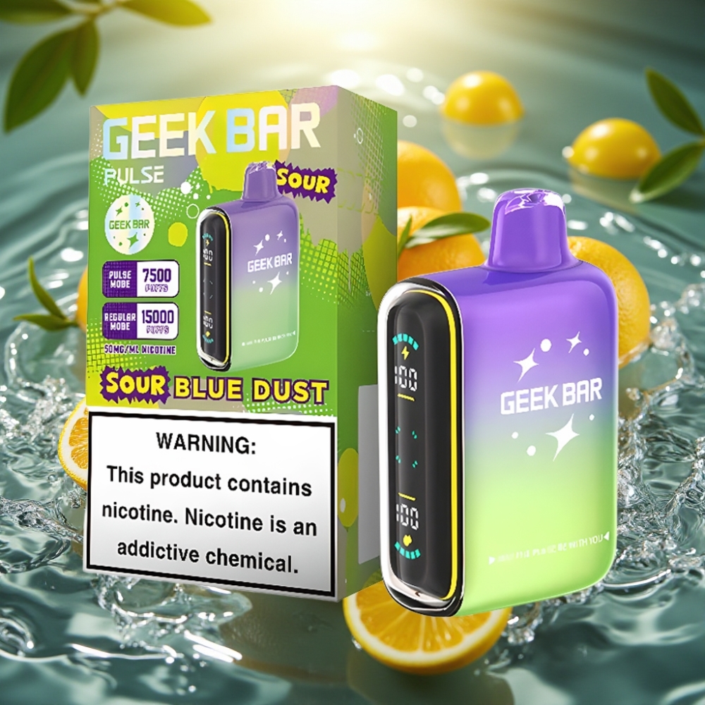 Geek Bar Pulse 15000 Puffs Edição Azeda 16ML 5% Nicotina Fluxo de Ar Ajustável 650mAh USB-C