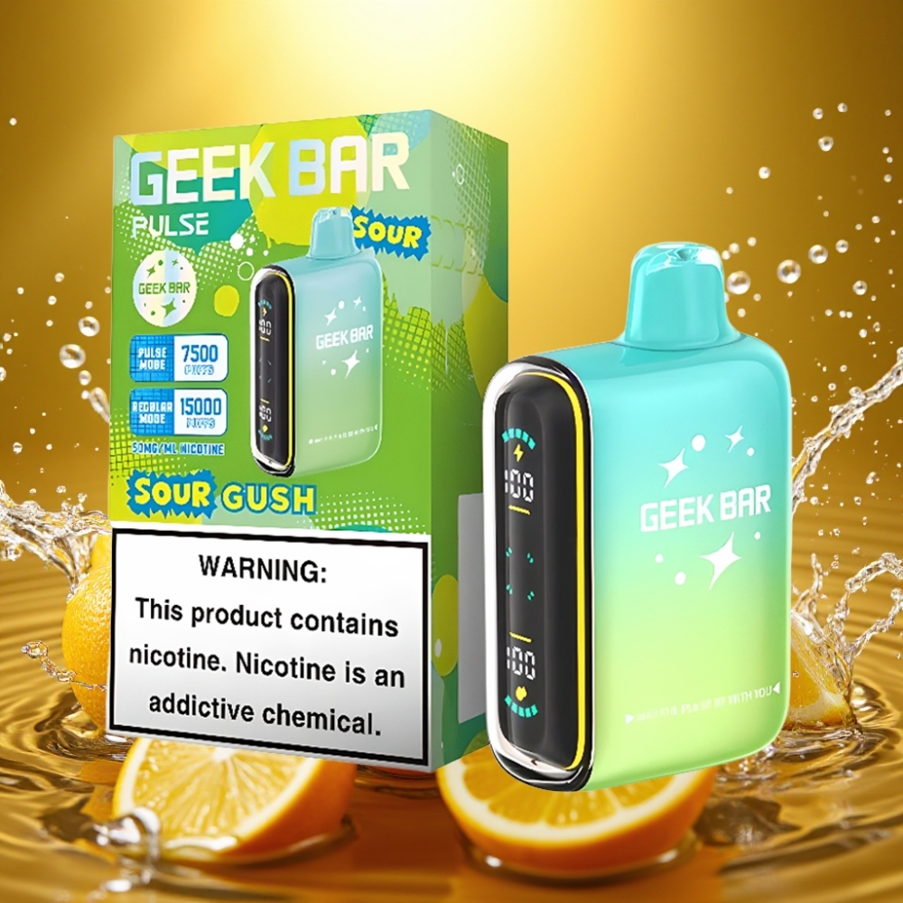 Geek Bar Pulse 15000 Puffs Edição Azeda 16ML 5% Nicotina Fluxo de Ar Ajustável 650mAh USB-C