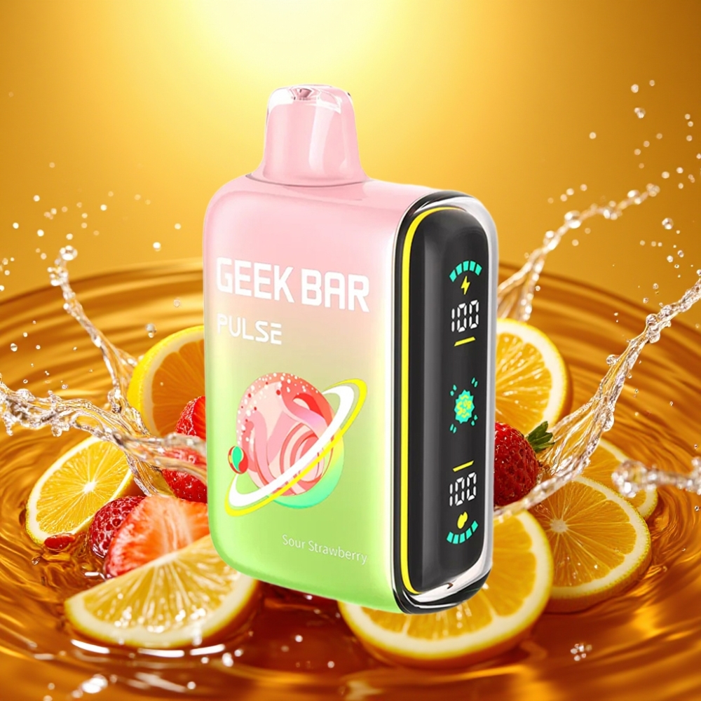 Geek Bar Pulse 15000 Puffs Edição Azeda 16ML 5% Nicotina Fluxo de Ar Ajustável 650mAh USB-C