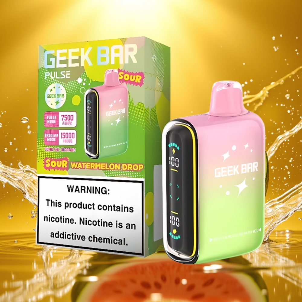 Geek Bar Pulse 15000 Puffs Edição Azeda 16ML 5% Nicotina Fluxo de Ar Ajustável 650mAh USB-C
