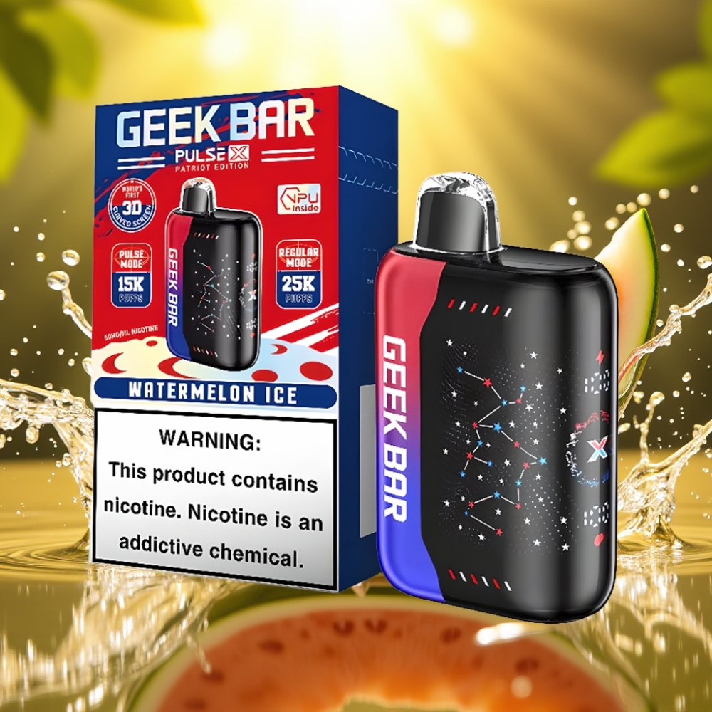 Geek Bar Pulse X 25000 Puffs 18mL 0-5% Nicotine Dual Mesh Coil Edição Patriota