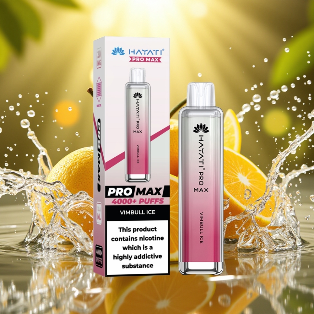 Hayati Pro Max 4000 Puffs Disposable Vape Gelo Vimbull Recarregável LED TPD