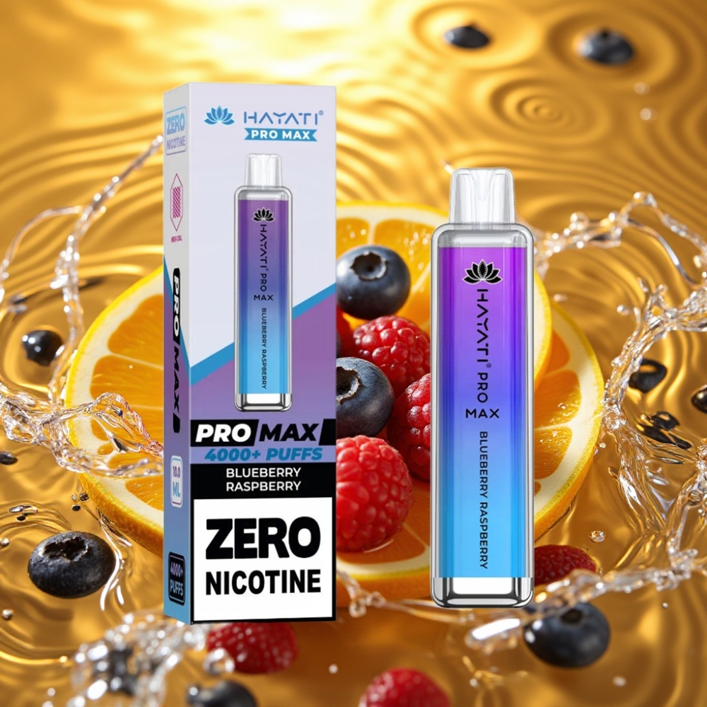 Hayati Pro Max 4000 Puffs Disposable Vape Mirtilo Framboesa Recarregável LED 1400mAh