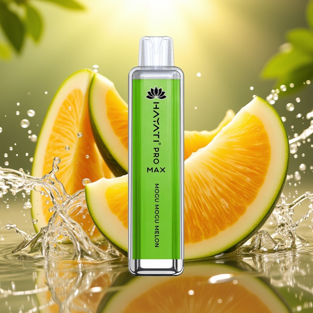 Hayati Pro Max 4000 Puffs Disposable Vape Mogu Mogu Melão Recarregável LED Crystal