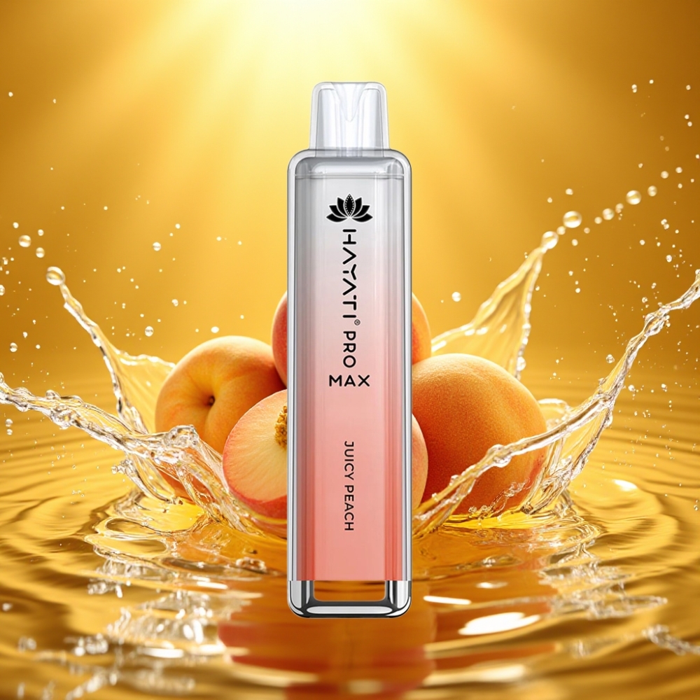 Hayati Pro Max 4000 Puffs Disposable Vape Pêssego Suculento Recarregável LED 1400mAh
