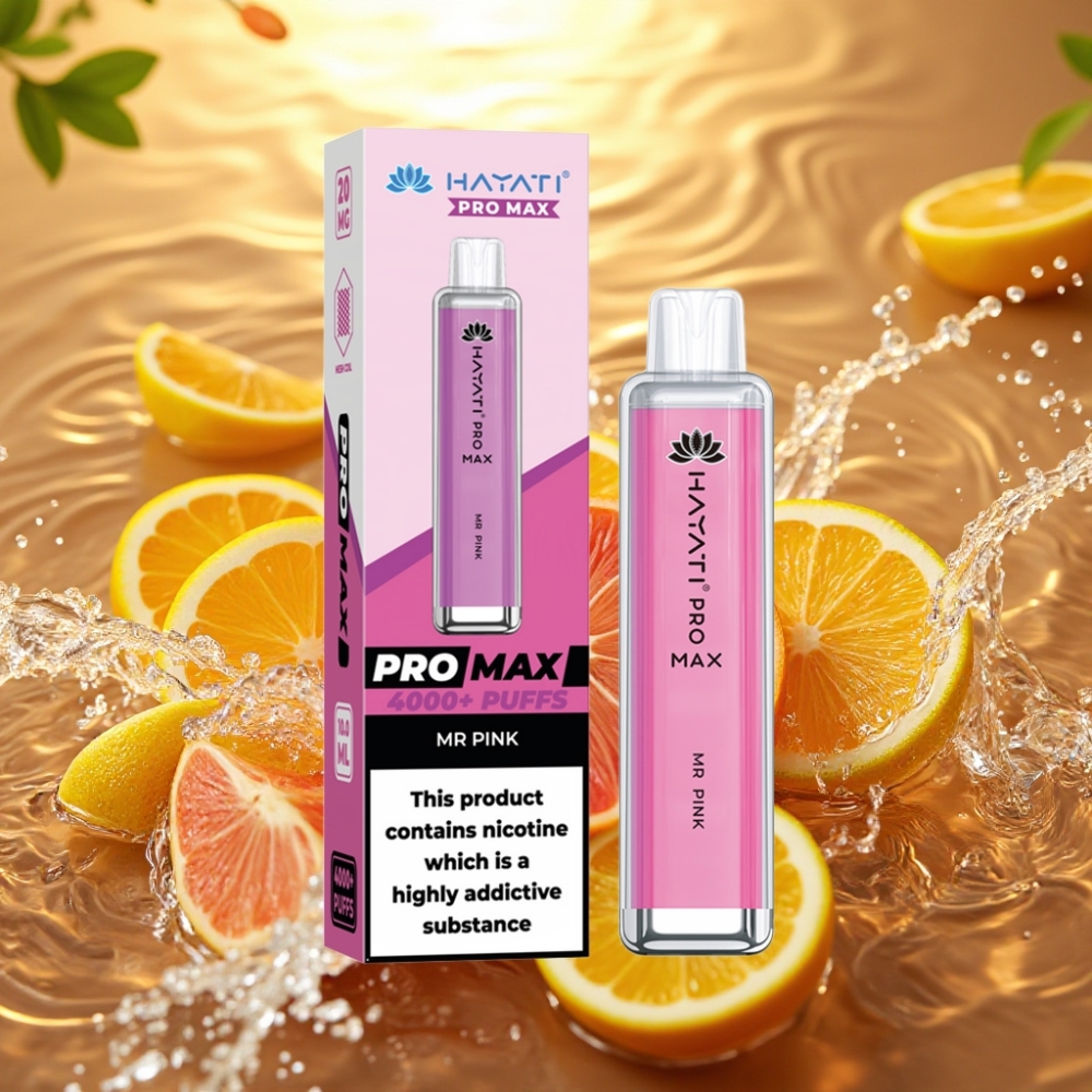 Hayati Pro Max 4000 Puffs Disposable Vape Senhor Rosa Recarregável LED Crystal 2ml/10ml TPD