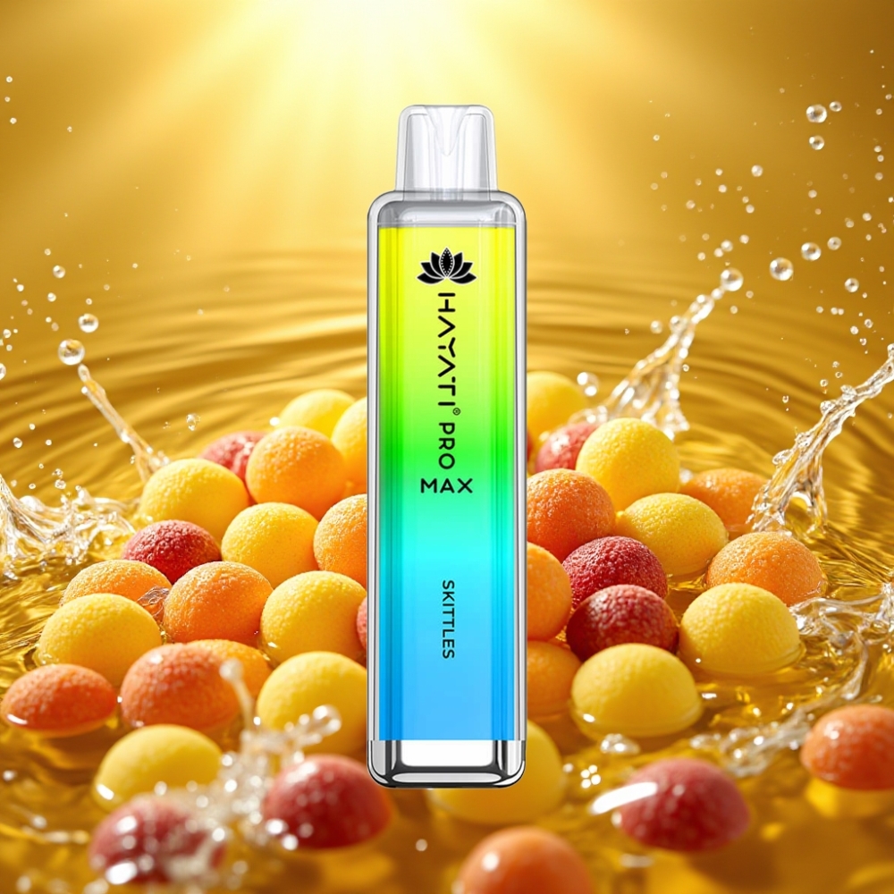 Hayati Pro Max 4000 Puffs Disposable Vape Skittles Recarregável LED Crystal 2ml/10ml 2% 5%
