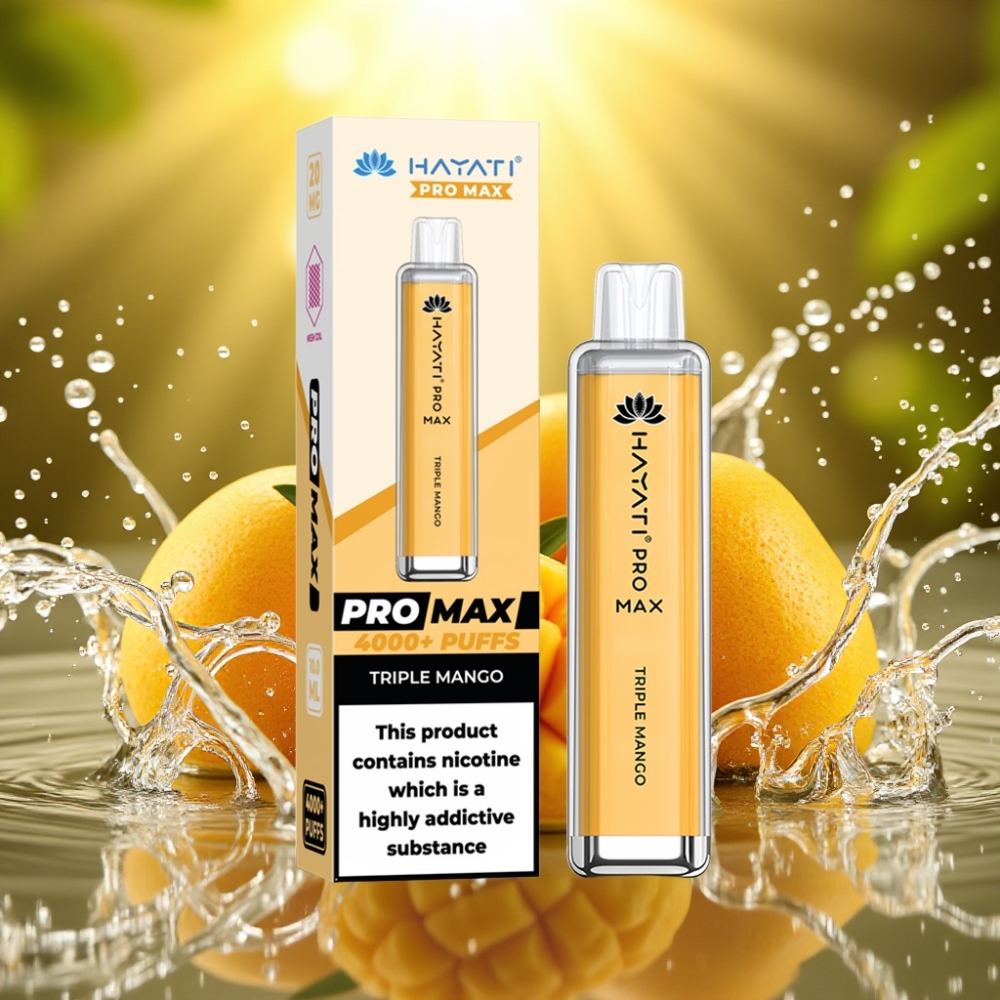 Hayati Pro Max 4000 Puffs Disposable Vape Triplo Manga Recarregável LED Crystal 2ml/10ml 2% 5%