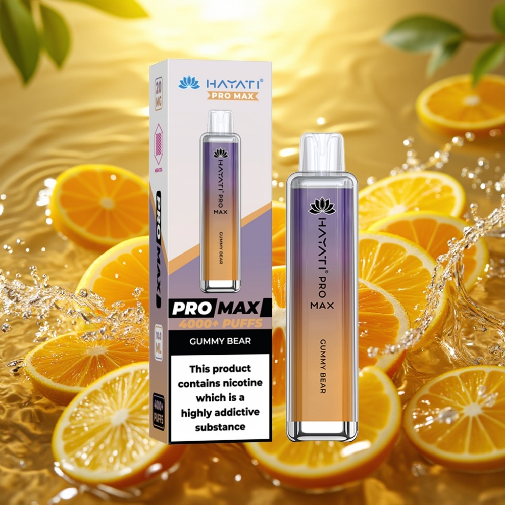 Hayati Pro Max 4000 Puffs Disposable Vape Urso de Goma Recarregável LED Crystal 2ml/10ml TPD