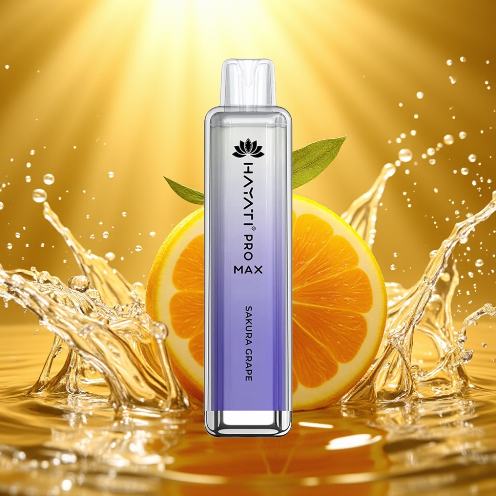 Hayati Pro Max 4000 Puffs Disposable Vape Uva Sakura Recarregável LED Crystal TPD