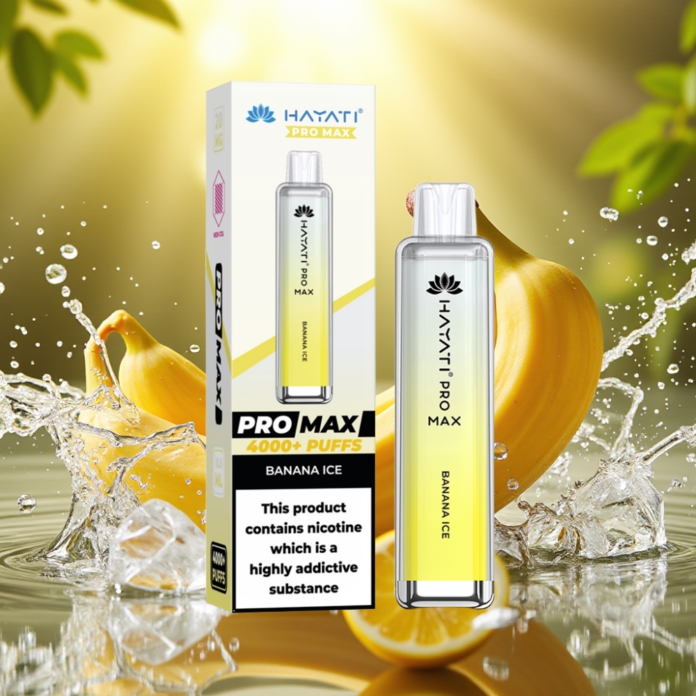 Hayati Pro Max 4000 Puffs Recarregável Banana Gelo 2ml/10ml 1400mAh