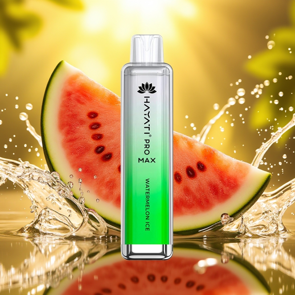 Hayati Pro Max 4000 Puffs Recarregável Ice Melancia TPD 2ml/10ml Dual Mesh 1.1Ohm 1400mAh LED Crystal