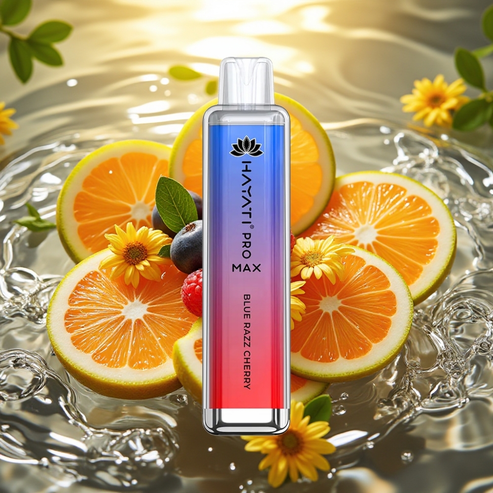 Hayati Pro Max 4000 Puffs Recarregável LED Crystal 2ml/10ml 1400mAh Azul Cereja Azeda