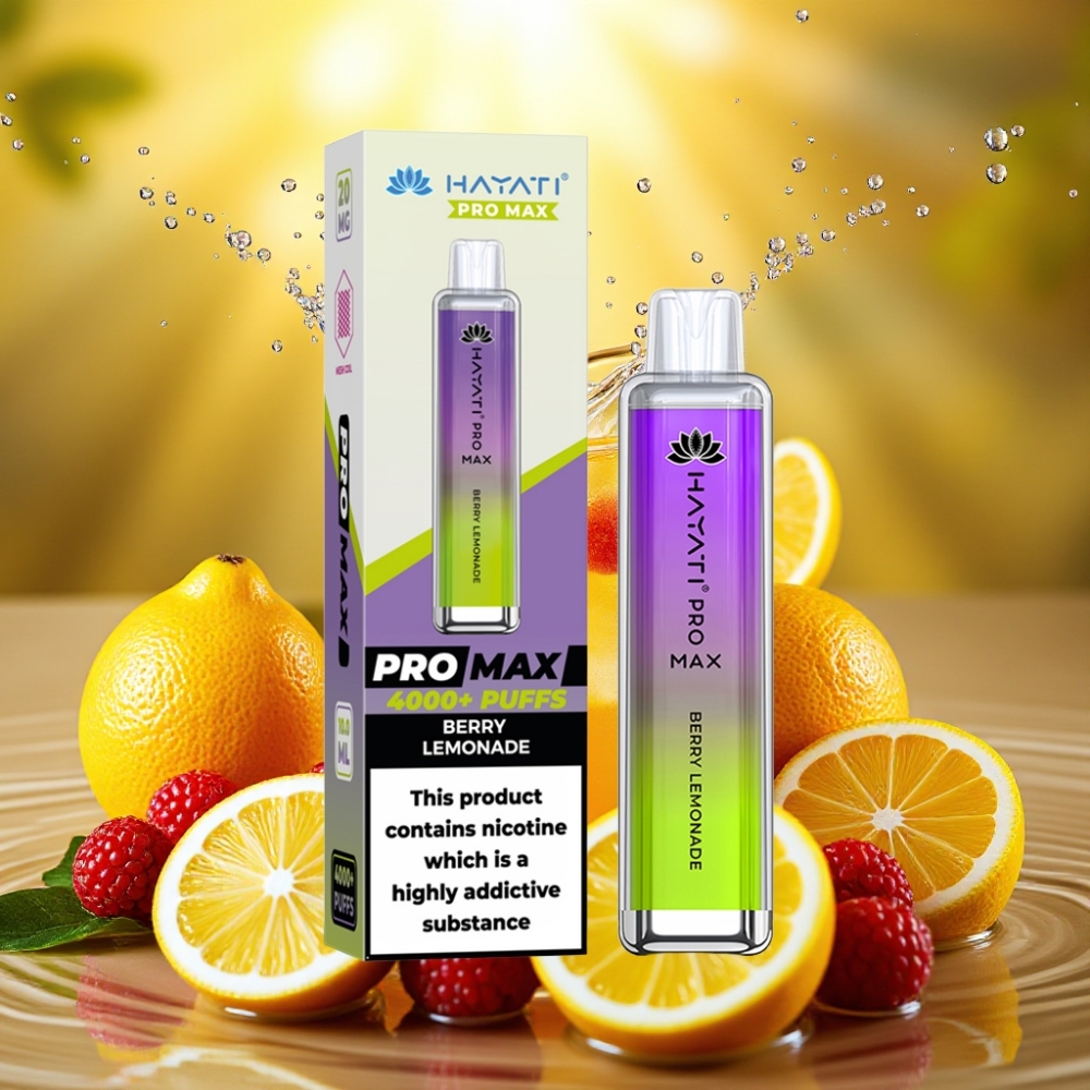 Hayati Pro Max 4000 Puffs Recarregável LED Crystal Limonada de Frutas Vermelhas