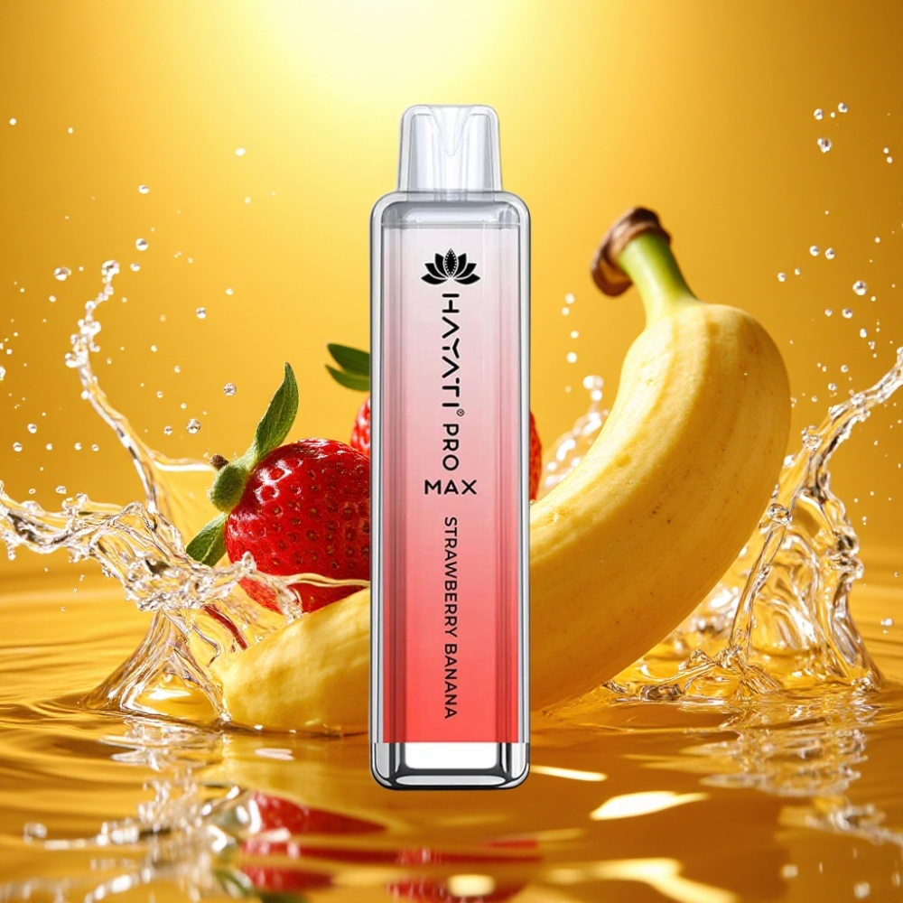 Hayati Pro Max 4000 Puffs Recarregável LED Crystal Morango Banana 2ml/10ml 2%/5% Nic