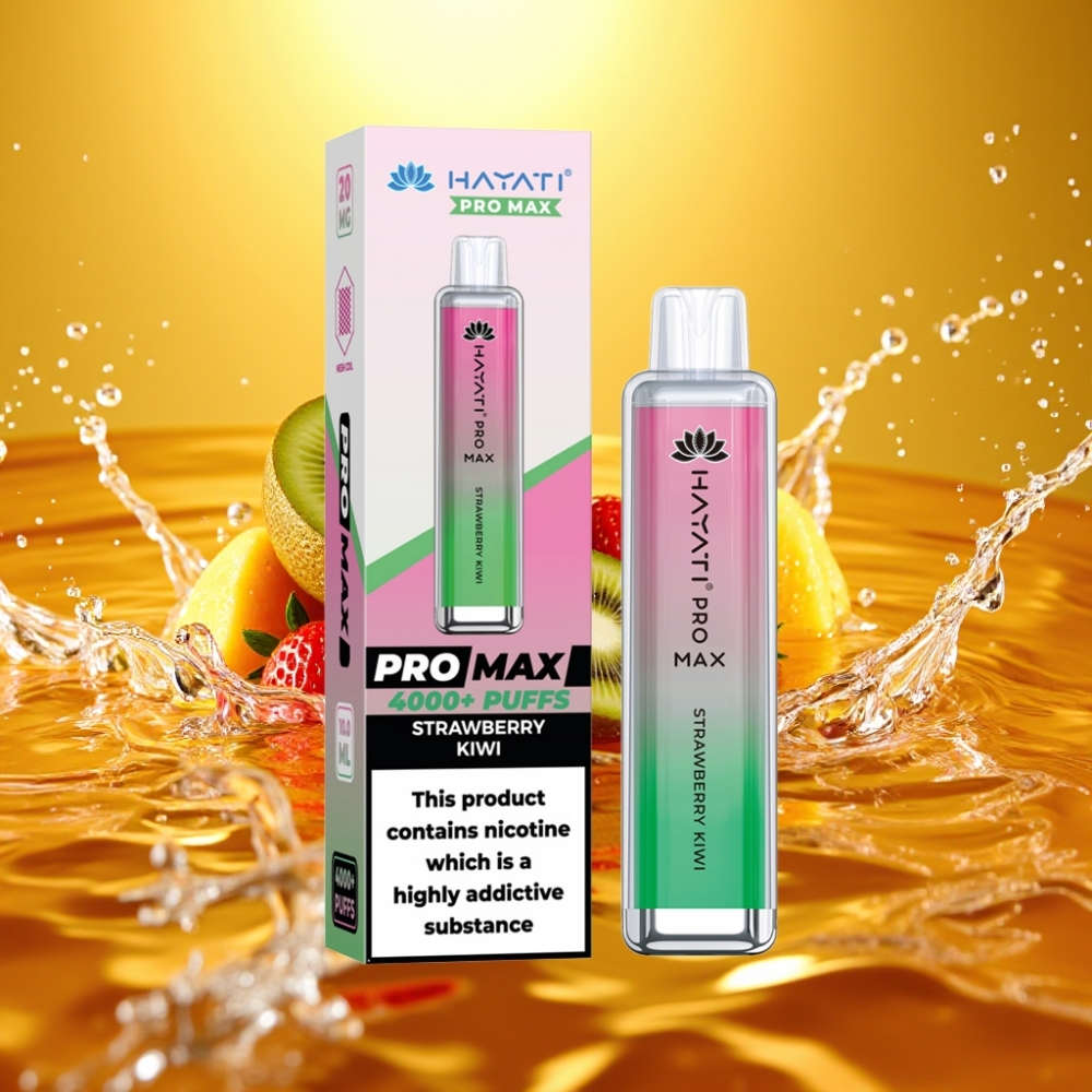 Hayati Pro Max 4000 Puffs Recarregável LED Crystal Morango Kiwi