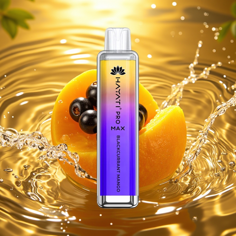 Hayati Pro Max 4000 Puffs Recarregável LED Crystal TPD 2ml/10ml Groselha Manga