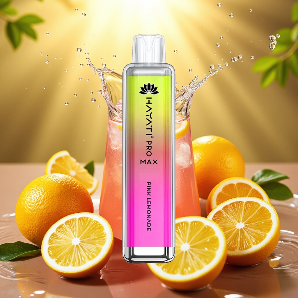 Hayati Pro Max 4000 Puffs Recarregável Limonada Rosa LED Dual Mesh TPD