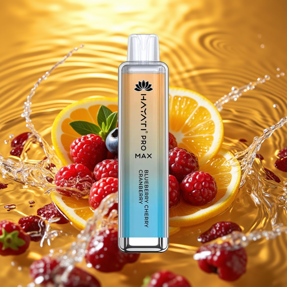 Hayati Pro Max 4000 Puffs Recarregável TPD 2ml/10ml Sabor Mirtilo Cereja Cranberry