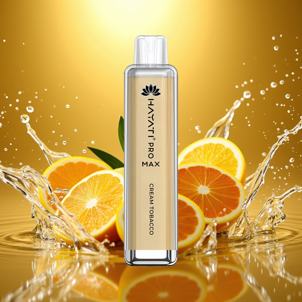 Hayati Pro Max 4000 Puffs Rechargeável 1400mAh LED Crystal Sabor Creme Tabaco
