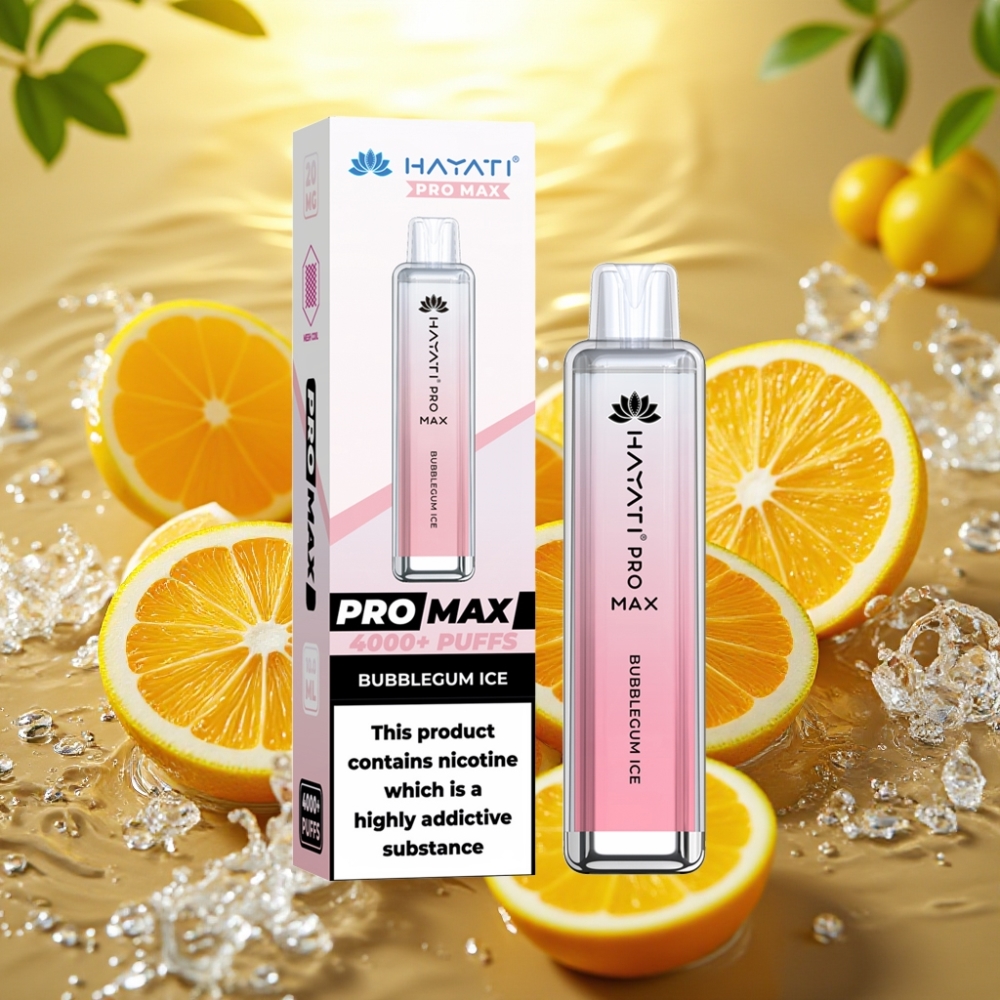 Hayati Pro Max 4000 Puffs Rechargeável Gelo Chiclete Dual Coil TPD 2ml/10ml