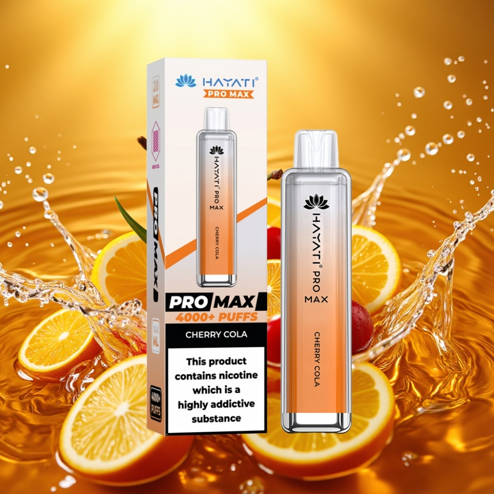 Hayati Pro Max 4000 Puffs Rechargeável LED Crystal Cereja-Cola TPD