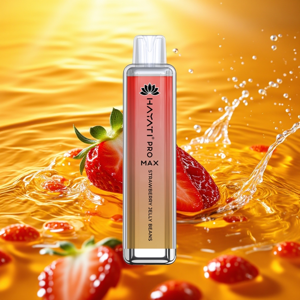 Hayati Pro Max 4000 Puffs Rechargeável TPD Crystal Morango Jelly Beans Dual Coil 1.1 Ohm