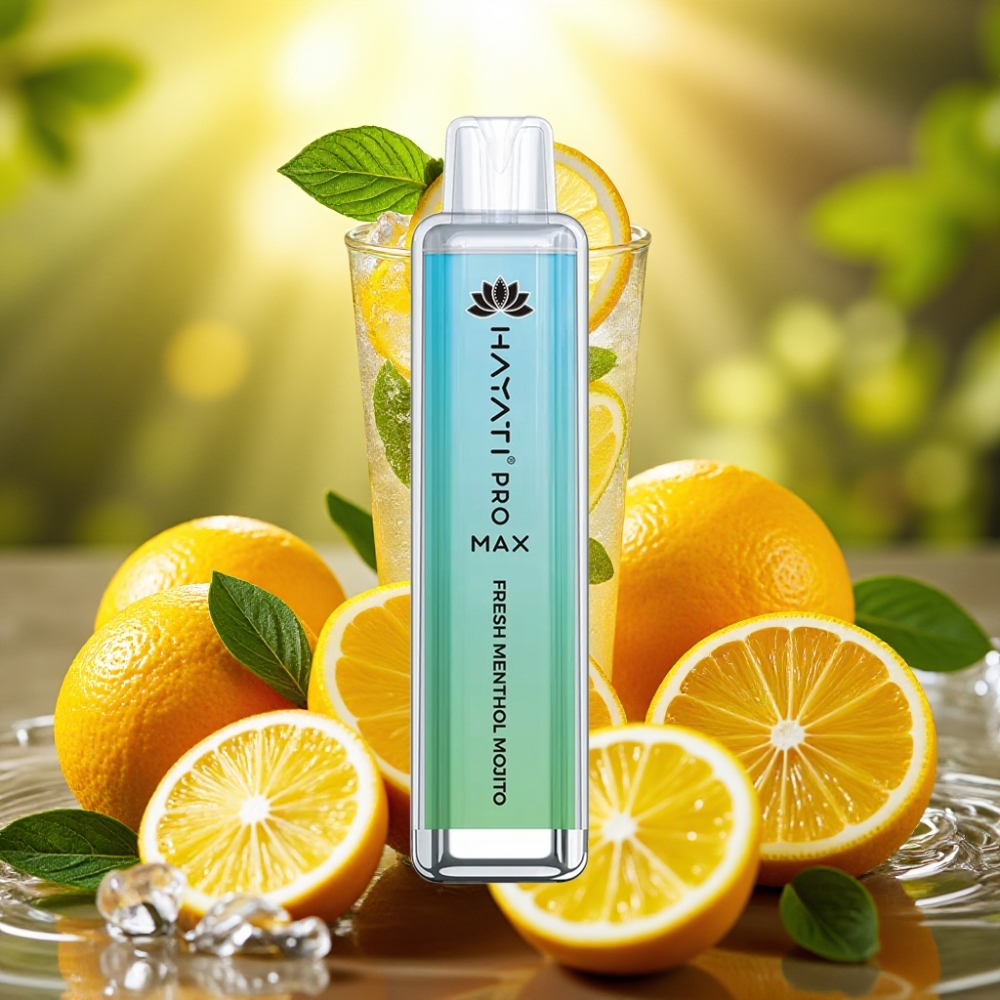 Hayati Pro Max 4000 Puffs Rechargeável TPD Mentol Mojito Fresco Dual Coil LED