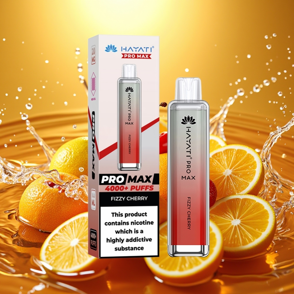 Hayati Pro Max 4000 Puffs Rechargeable LED Crystal Disposable Vape Cereja Frisante