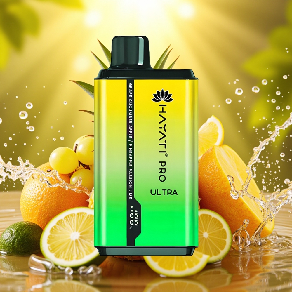 Hayati Pro Ultra 15000 Puffs 850mAh 24ml 2% Uva Pepino Maçã Abacaxi Maracujá Limão