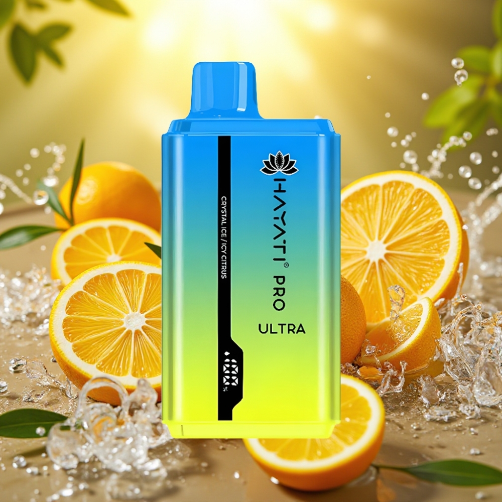 Hayati Pro Ultra 15000 Puffs Duplo 12ml Gelo Crystalino Citrico Gelado 49 Sabores 2% Nic